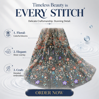 Tissu Jacquard Extensible Fait Main en Crêpe Brodé de Fleurs pour Robes, Jupes et Blouses Femme et Fille – Collection 2026 – Idéal pour Mariages