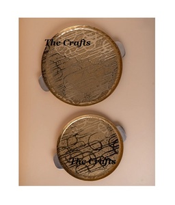 Bestest Design Stainless Steel Serving Tray With Wooden And Mother Of Pearl <b>Handles</b> Chocolate Tray Set Of Two - Product Image 3