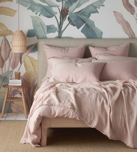 Dusty Pink Boho Organic 100% Cotton Duvet Cover Set 2 Pillow Cases Button Quilt Comforter Stonewashed Soft for Home for <b>Hotels</b> - Product Image 1