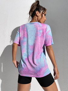 Venta caliente Loose Fit Ladies Custom Logo Mujeres Tie Die Camisetas 100% Poliéster Camiseta para niñas - Product Image 3