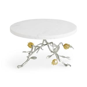 Luxury Nature Inspired <b>White</b> Marble & Metal <b>Cake</b> <b>Stand</b> With Leaves Patterns for Coastal Decor and Dessert Presentation <b>Cake</b> Tool - Product Image 5