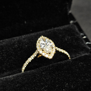 Anillo de diamante solitario de joyería fina de oro de 14K, banda de compromiso de Halo cultivado en laboratorio de corte Marquesa clásico para mujeres y hombres para boda - Product Image 2