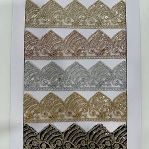 Truyền thống thêu ren trang trí <span class=keywords><strong>TRIM</strong></span> với Net Sequins kim loại chủ đề Polyester cho sang trọng sarees Dresses dupattas thiết kế - Product Image 3