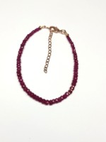 Bracelet tendance en pierres précieuses rubis facettées en forme de rondelle, pierre de naissance de juillet, or rose, 8 pouces, au meilleur prix de gros