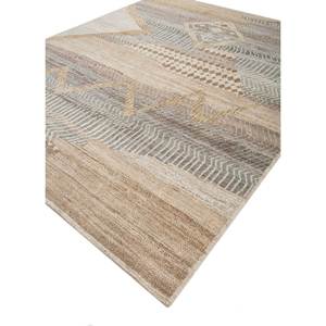 Tapis en laine afghane noué à la main Erbe AKWL-1883, motif géométrique abstrait, pour salon, couloir, viscose, pour la maison - Product Image 2