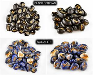 25pcs Naturel Oeil de Tigre Obsidienne Rune Ensembles Or Gravé Symboles Reiki Tumbled Rune Guérison Cristal Lâche Cabochon Sculpture - Product Image 4