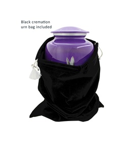 Urne élégante pour adulte colibri pour cendres, grande urne métallique pour cendres humaines, superbe urne violette avec fleurs roses et vert et bleu - Product Image 3