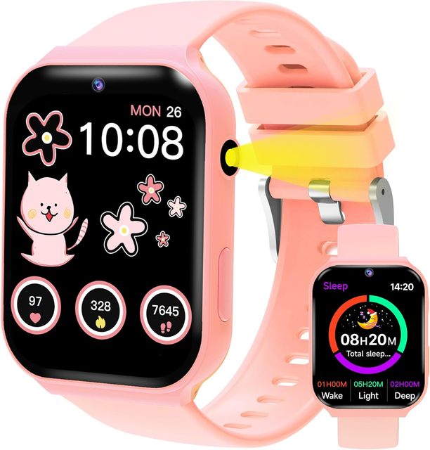 TD-02S Kids Smart Watch Android OS 1.3 Inch Touch Screen Educational Games Sleep Tracker Fitness Tracker Alarm