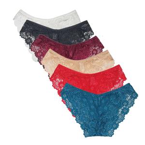 Culottes en dentelle florale en maille, sous-vêtements sexy transparents, taille basse, logo, lingerie féminine - Product Image 4