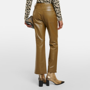 Biker Style Leather <b>Pants</b> For Women In Brown Orignal Lambskin Leather <b>Pants</b> Made To Measure Best Handmade Leather <b>Ladies</b> Trouser - Product Image 6