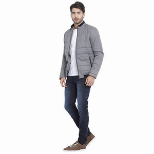 Chaquetas de invierno acolchadas a la moda para adultos, chaquetas de cuello levantado impermeables de nailon 100%, Color gris - Product Image 5