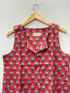 Camisetas sin Mangas de Algodón con Estampado Floral Ecológicas para Mujer, Estilo Japonés, Ligeras, con Botones Delanteros, Casuales para el Día a Día - Product Image 6