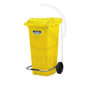 Fabricant turc 120L Conteneur de déchets en plastique avec pédale Couleur Jaune - Product Image 1