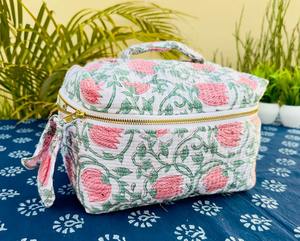 Fabricant et grossiste sac de maquillage et lavage grand sac cosmétique matelassé en coton sac pochette - Product Image 3