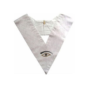 Collar de rito escocés de 28 grados al por mayor, cuello de flecos Moire todo blanco, azul real 2025, bajo MOQ, cuello masónico con servicio OEM - Product Image 1