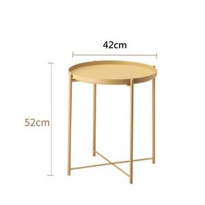 Petite table d'appoint de salon moderne Table ronde à 2 niveaux en métal avec plateau pour café-collation et hauteur réglable - Product Image 6