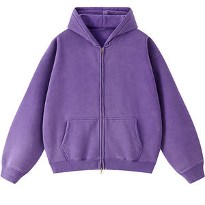 Sudaderas con Capucha y Cierre Completo para Hombre, Lisas, de Algodón 100%, Lavadas con Ácido, de Alta Calidad, Personalizadas al por Mayor - Product Image 4