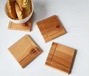 Dessous de verre en bois écologique de la meilleure qualité, tapis de table, sous-verres carrés avec logo privé, napperons en bois - Product Image 4