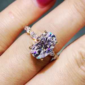 แหวนเพชรโมอิสซาไนต์ทรงวงรีทรง925สำหรับเรือนพลอยทำมือขนาดใหญ่ได้รับการรับรองคุณภาพยอดเยี่ยม - Product Image 4