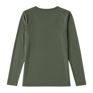 Camiseta de Manga Larga con Cuello en V para Mujer, Color Verde Bosque, 100% Algodón Orgánico de Lujo, Preencogido, Certificado GOTS, Ajuste Clásico, Suave y Premium - Product Image 2