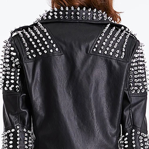 Precios bajos, ropa informal de talla grande, chaqueta con tachuelas de cuero de moda genuina/chaqueta con tachuelas transpirable hecha a medida de diferentes colores - Product Image 6