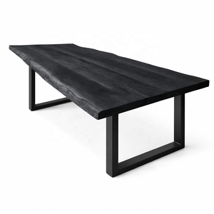 2026 XL Live Edge Solid <b>Wood</b> Dining Table 300 cm Black Steel U <b>Legs</b> Luxury Design 3 Meter Large Dining Room Table - Product Image 2