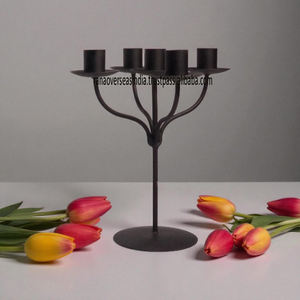 Bougeoir en fer de couleur noire à 5 bras de luxe haut de gamme à forte demande candélabres décoratifs élégants pour salon et table à manger - Product Image 5