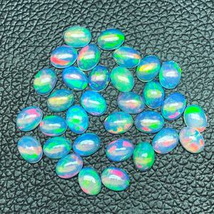 Color Play etíope Welo fuego blanco ópalo buena calidad 8mm x 10mm corte ovalado cabujón Natural parte posterior plana piedras preciosas sueltas para joyería - Product Image 3