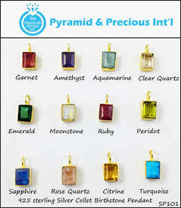 Péridot – ensemble de breloques en pierre précieuse, pendentif en argent Sterling 925, Rectangle, pierre de naissance, pour la fabrication de bijoux - Product Image 2