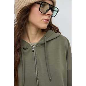 Hooded Soft-Touch <b>Zip</b>-<b>Up</b> Daily <b>Crop</b> Sweatshirt - Product Image 4