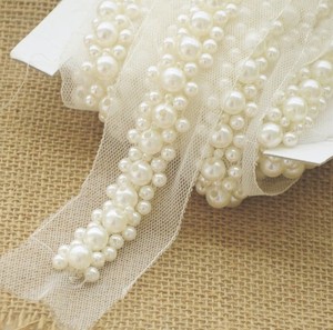 Ruban en macramé avec perles de perles d'ivoire pour bretelles de robe de bal - Product Image 4