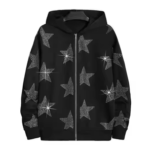 Sudaderas con capucha unisex personalizadas al por mayor, forradas de forro polar y sherpa, con cremallera, logotipo bordado, cordón ajustable, lavado ácido, 100% algodón, transpirables y de secado rápido. - Product Image 2