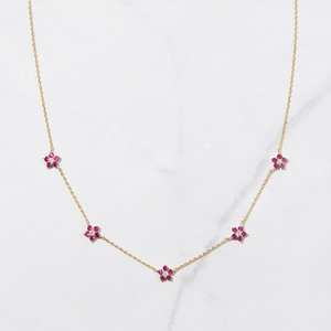 สร้อยคอทับทิมสร้อยคอดอกเดซี่สร้อยคอดอกเดซี่925สเตอร์ลิงเงิน14K ชุบทอง - Product Image 4