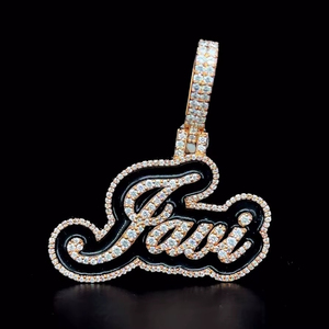 Nouveau design personnalisé pendentif diamant argent 925 breloques émail glacé personnalisé plaqué or rose VVS Moissanite lettre pendentif - Product Image 2