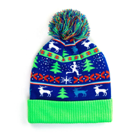 Ensemble de bonnets de Noël tricotés chauds d'hiver pour adultes, bicolores rouge et blanc, imperméables, à motif de dessin animé