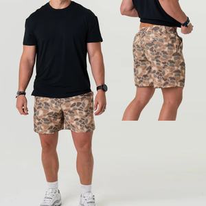 2025 pantalones cortos de verano de cintura media para hombre logotipo personalizado secado rápido playa natación ropa Casual 100% algodón Vintage nueva impresión por sublimación - Product Image 1