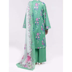 Ensemble 3 pièces vert non cousu pour femme, style Salwar Kameez pakistanais, tenue ethnique avec imprimé numérique pour l'été 2026 - Product Image 3