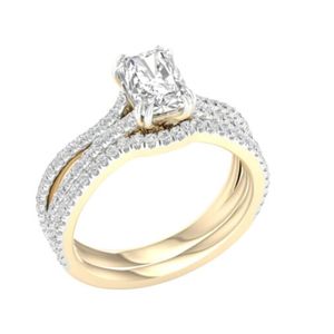 Anillo de Compromiso con Diamante Cultivado en Laboratorio con Corte Radiante, Anillo de Bodas de Oro Rosa de 14K para Mujer - Product Image 3