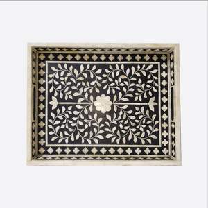 Bandeja de Servicio de Lujo con Incrustaciones de Hueso, Diseño Elegante de Estrella de Nácar, Hecha a Mano, Color y Logotipo Personalizables para Uso en el Hogar y Hoteles - Product Image 5