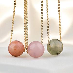 Collier à breloques boule ronde Prehnite Gemstone-Vente en gros de bijoux de collier de mode-Pendentif unique avec chaîne de 18 pouces - Product Image 2