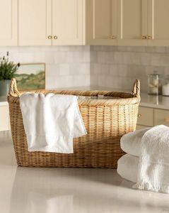 Rattan Clothes <b>Basket</b> with Round Laundry Storage Container Hand-woven <b>Picnic</b> Storage <b>Basket</b> With Handle New Design Rattan <b>Basket</b> - Product Image 6