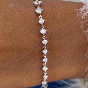 Estilo único IGI certificado VVS laboratorio redondo cultivado diamante chapado en oro 925 pulsera de eslabones de plata esterlina joyería de lujo de moda fina - Product Image 6