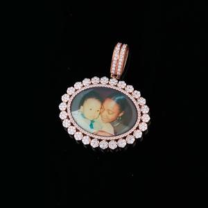 Pendentif Hip Hop en stock, 39 mm de largeur, argent sterling 925, diamant moissanite VVS, pendentif photo souvenir - Product Image 5