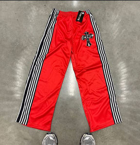 Ropa de calle de alta calidad personalizada, pantalones de chándal de pierna recta holgados anchos a rayas bordadas, pantalones de nailon para hombres - Product Image 1