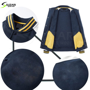 Meilleur design Logo personnalisé Veste en laine à manches longues pour hommes avec col montant et vente en gros de toile - Product Image 5