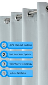 Meilleure vente 100% rideaux occultants Triple tissage solide tissu drapé avec style uni réduction du bruit lavable pour la décoration de la chambre - Product Image 2