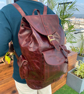 2024 vente en gros Vintage en cuir véritable voyage hommes école luxe sac à dos pour ordinateur portable vente chaude classique luxe haute qualité sac à dos - Product Image 2
