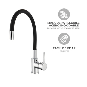 ก๊อกน้ำห้องครัวแบบก้านโยกเดี่ยว K2O สีดำ ดีไซน์ 'Flex' พร้อมอุปกรณ์พิเศษเพื่อการใช้งานที่ง่ายดาย - Product Image 6