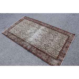 Alfombra Vintage de 3.7x6.6 pies, Alfombra Persa Turca Marrón - Product Image 2