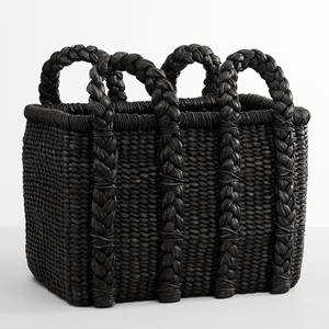 Cylindrical storage <b>basket</b> <b>bag</b> with handle combo of handcrafted water hyacinth organizer <b>baskets</b> - Product Image 6